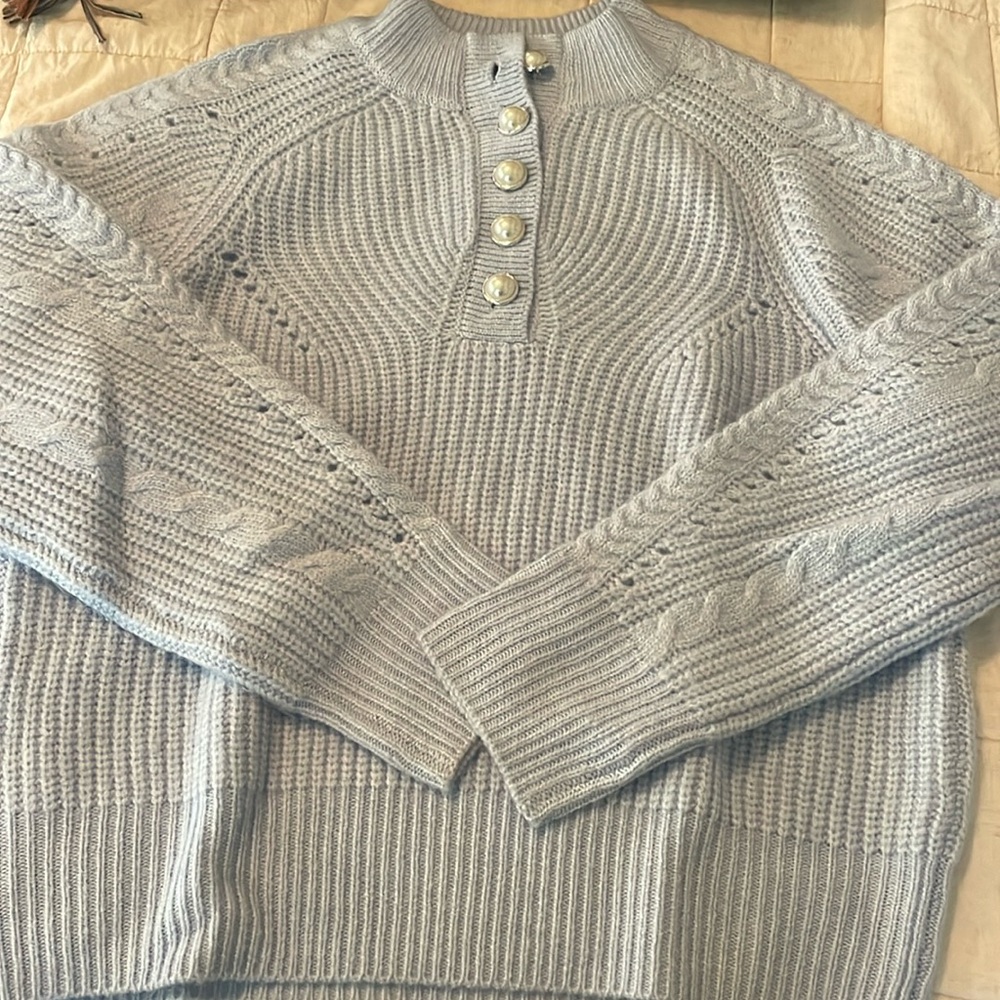 Design History baby blue sweater with pearls. Size M. Worn once.